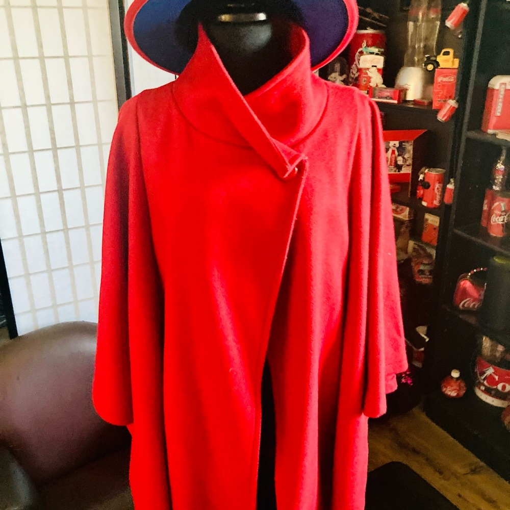 Vintage Red Cape (gently used)  blue bottom Fedora hat (new)  fits most